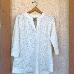 Nic and Zoe white lace v neck blouse.